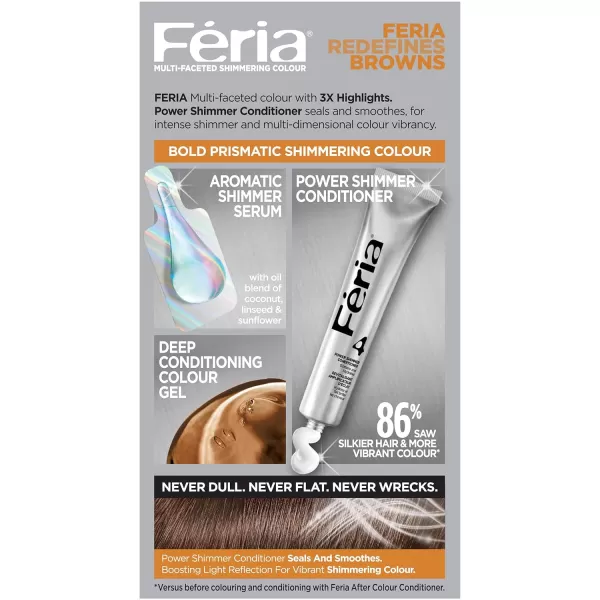 L'Oreal Paris Feria Multi-Faceted Shimmering Permanent Hair Color, B61 Downtown Brown, Hair Dye Kit, Pack of 2