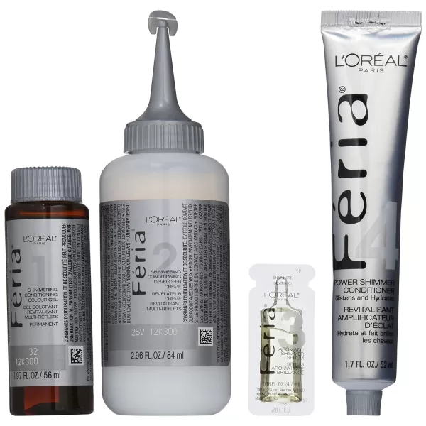 L'Oreal Paris Feria Multi-Faceted Shimmering Permanent Hair Color, B61 Downtown Brown, Hair Dye Kit, Pack of 2