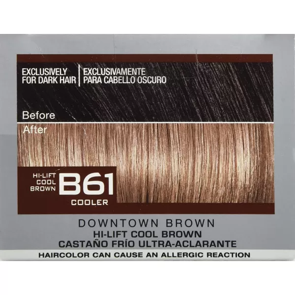 L'Oreal Paris Feria Multi-Faceted Shimmering Permanent Hair Color, B61 Downtown Brown, Hair Dye Kit, Pack of 2)