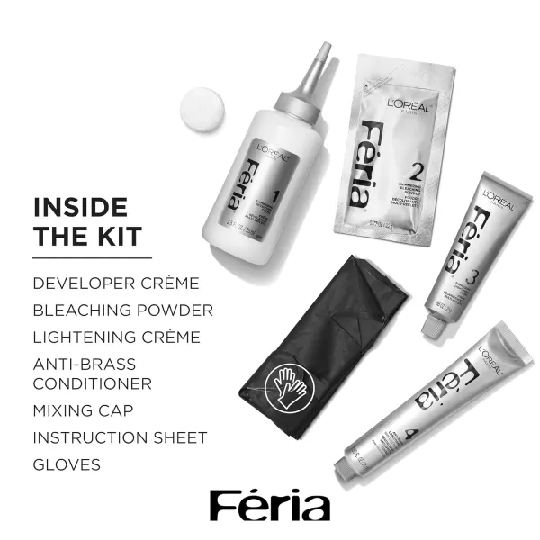 L'Oreal Paris Feria Multi-Faceted Shimmering Permanent Hair Color, Very Platinum, Pack of 1, Hair Dye