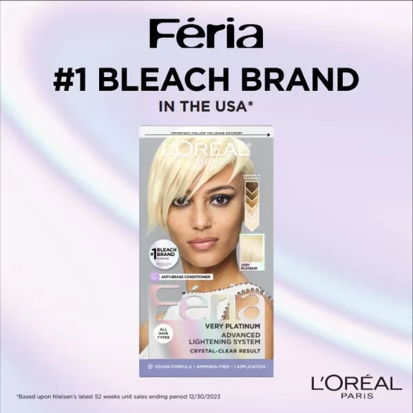 L'Oreal Paris Feria Multi-Faceted Shimmering Permanent Hair Color, Very Platinum, Pack of 1, Hair Dye