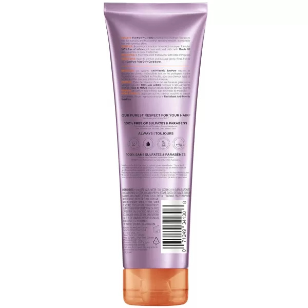 L'Oreal Paris Frizz Defy Shampoo and Conditioner Set, Frizz Control Hair Care with Marula Oil, EverPure, 8.5 Fl Oz, Set of 2