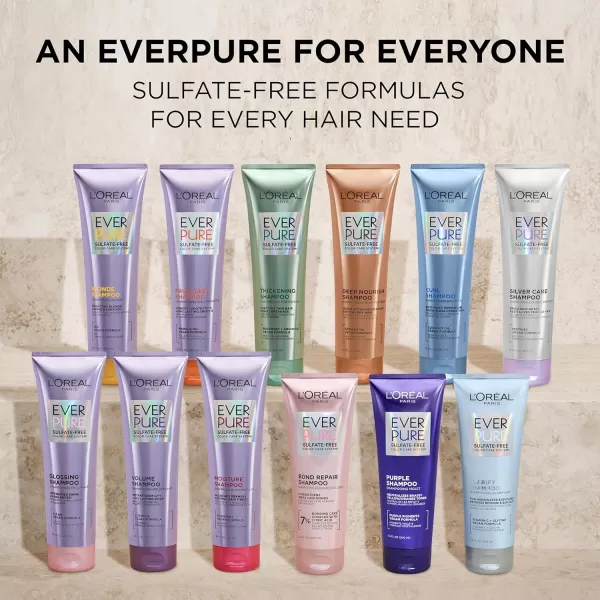 L'Oreal Paris Frizz Defy Shampoo and Conditioner Set, Frizz Control Hair Care with Marula Oil, EverPure, 8.5 Fl Oz, Set of 2