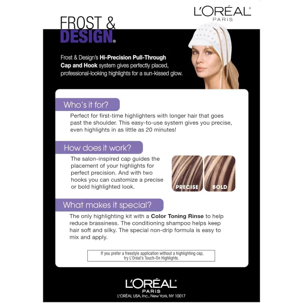 L'Oreal Paris Frost and Design Cap Hair Highlights For Long Hair, H85 Champagne, 1 kit