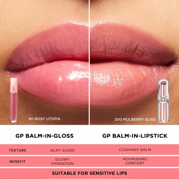 L'Oreal Paris Glow Paradise Hydrating Tinted Lip Balm-in-Gloss with Pomegranate Extract &amp; Hyaluronic Acid, Ultra-Gentle, Non-Sticky Formula, Feathery Fleur, 0.23 Fl Oz