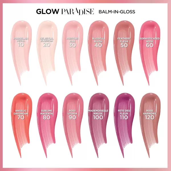 L'Oreal Paris Glow Paradise Hydrating Tinted Lip Balm-in-Gloss with Pomegranate Extract &amp; Hyaluronic Acid, Ultra-Gentle, Non-Sticky Formula, Feathery Fleur, 0.23 Fl Oz