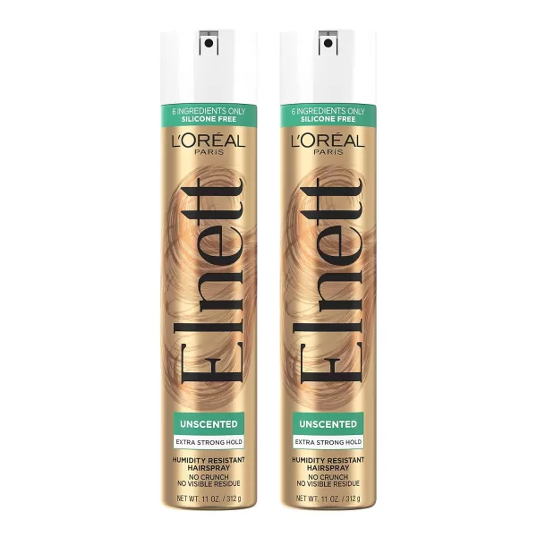 L'Oreal Paris Hair Care Elnett Satin Extra Strong Hold Hairspray, Unscented, 11 Ounce )