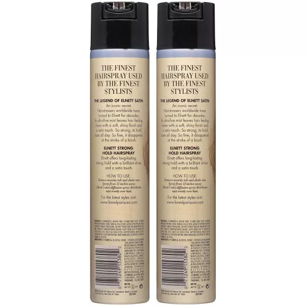 L'Oreal Paris Hair Care Elnett Satin Extra Strong Hold Hairspray, Unscented, 11 Ounce )
