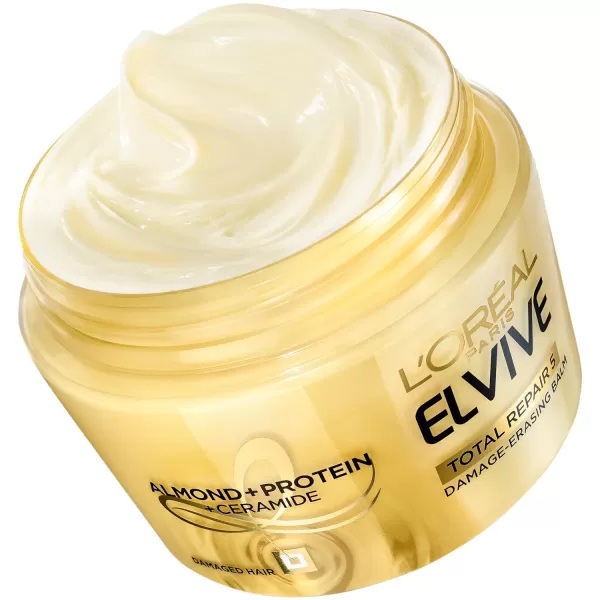 L'Oreal Paris Hair Care Elvive Total Repair 5 Damage Erasing Balm, Conditioning Hair Mask for Damaged Hair, with Almond and Protein, 8.5 fl; oz, 