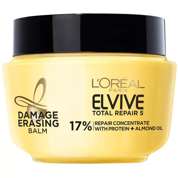 L'Oreal Paris Hair Care Elvive Total Repair 5 Damage Erasing Balm, Conditioning Hair Mask for Damaged Hair, with Almond and Protein, 8.5 fl; oz, 