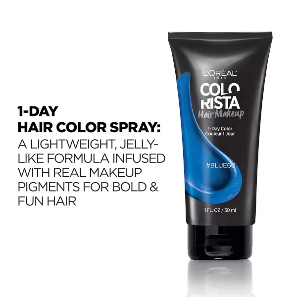 L'Oreal Paris Hair Makeup Temporary 1-Day Hair Color for Brunettes, Blue 60, 1 Fl Oz