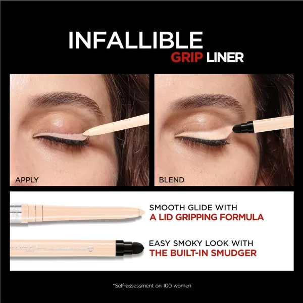 L'Oreal Paris Infallible Grip Mechanical Gel Eyeliner Pencil, Smudge-Resistant, Waterproof Eye Makeup with Up to 36HR Wear, Polar White, 0.01 Oz