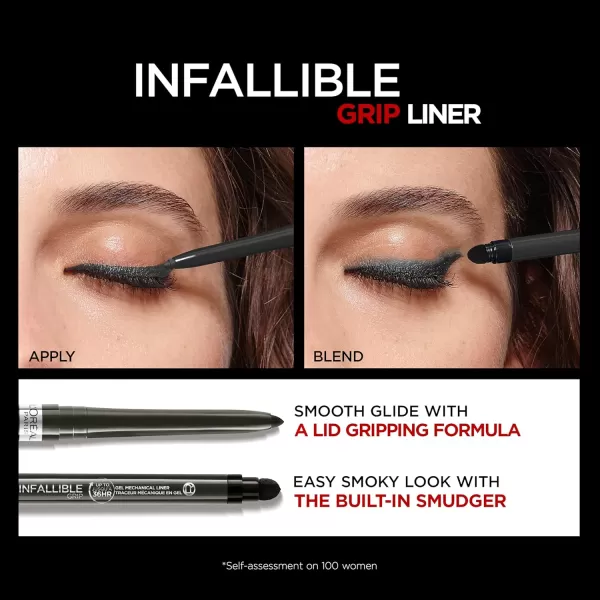 L'Oreal Paris Infallible Grip Mechanical Gel Eyeliner Pencil, Smudge-Resistant, Waterproof Eye Makeup with Up to 36HR Wear, Polar White, 0.01 Oz