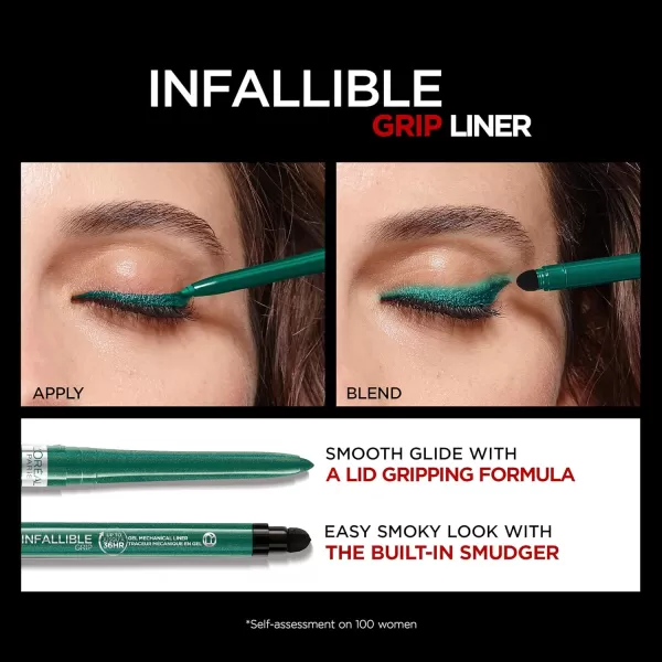 L'Oreal Paris Infallible Grip Mechanical Gel Eyeliner Pencil, Smudge-Resistant, Waterproof Eye Makeup with Up to 36HR Wear, Polar White, 0.01 Oz