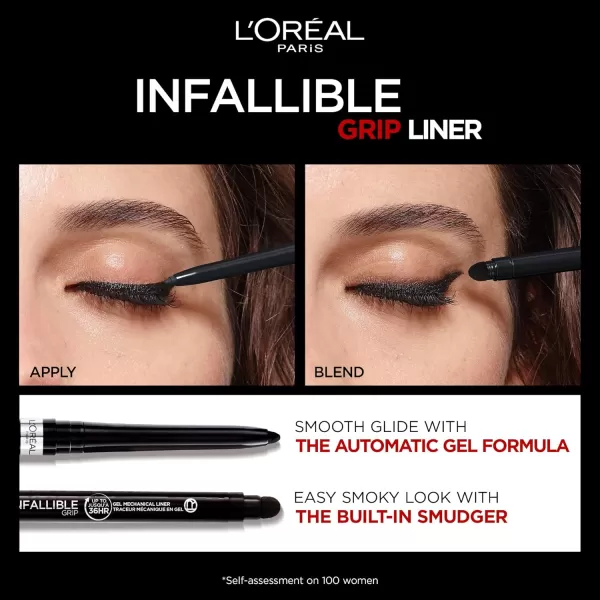 L'Oreal Paris Infallible Grip Mechanical Gel Eyeliner Pencil, Smudge-Resistant, Waterproof Eye Makeup with Up to 36HR Wear, Polar White, 0.01 Oz