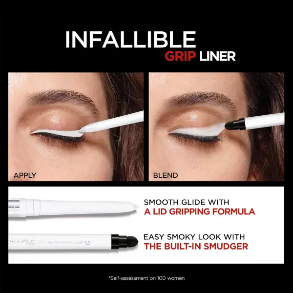 L'Oreal Paris Infallible Grip Mechanical Gel Eyeliner Pencil, Smudge-Resistant, Waterproof Eye Makeup with Up to 36HR Wear, Polar White, 0.01 Oz