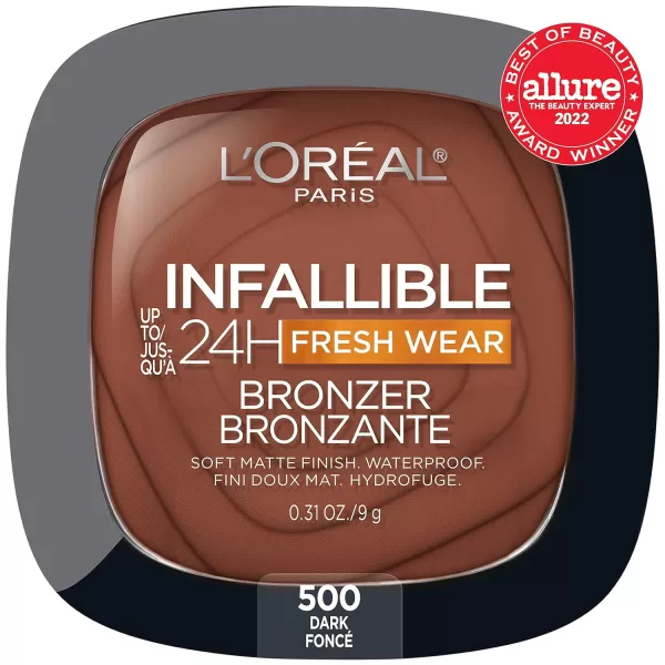 L'Oreal Paris Infallible Up to 24H Fresh Wear Soft Matte Longwear Bronzer. Waterproof, heatproof, Transfer, humidity and sweatproof, Light Medium, 0.31 oz