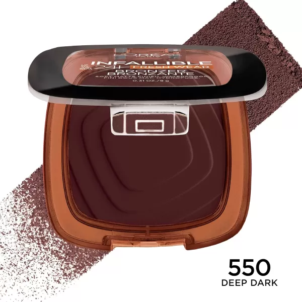 L'Oreal Paris Infallible Up to 24H Fresh Wear Soft Matte Longwear Bronzer. Waterproof, heatproof, Transfer, humidity and sweatproof, Light Medium, 0.31 oz