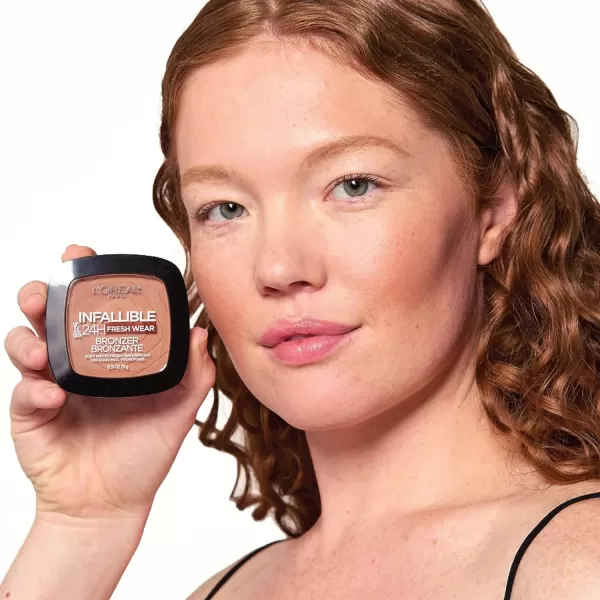 L'Oreal Paris Infallible Up to 24H Fresh Wear Soft Matte Longwear Bronzer. Waterproof, heatproof, Transfer, humidity and sweatproof, Light Medium, 0.31 oz