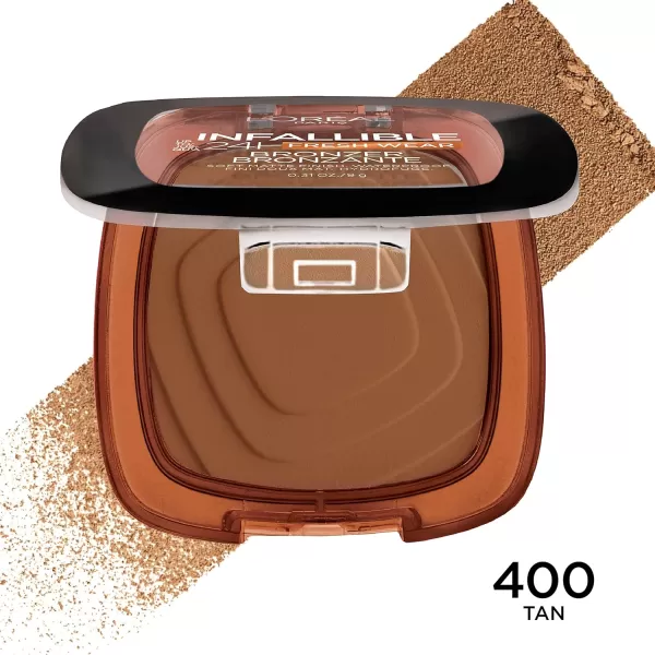 L'Oreal Paris Infallible Up to 24H Fresh Wear Soft Matte Longwear Bronzer. Waterproof, heatproof, Transfer, humidity and sweatproof, Medium, 0.31 oz