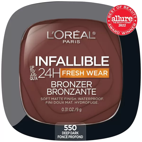 L'Oreal Paris Infallible Up to 24H Fresh Wear Soft Matte Longwear Bronzer. Waterproof, heatproof, Transfer, humidity and sweatproof, Medium, 0.31 oz