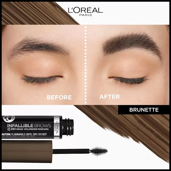 L'Oreal Paris Infallible Volumizing 24H Wear Brow Mascara, Long Lasting Eyebrow Makeup for 2X Fuller Eyebrows, 8.0 Light Blonde, 0.13 Fl Oz