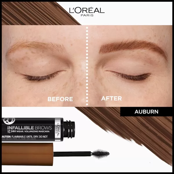 L'Oreal Paris Infallible Volumizing 24H Wear Brow Mascara, Long Lasting Eyebrow Makeup for 2X Fuller Eyebrows, 8.0 Light Blonde, 0.13 Fl Oz