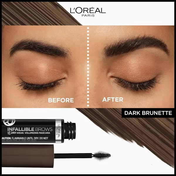L'Oreal Paris Infallible Volumizing 24H Wear Brow Mascara, Long Lasting Eyebrow Makeup for 2X Fuller Eyebrows, 8.0 Light Blonde, 0.13 Fl Oz