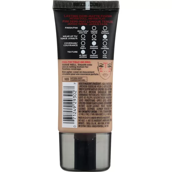 L'Oreal Paris K1828700 Infallible Pro-Matte Liquid Longwear Foundation Makeup, 102 Shell Beige, 1 Fl; Oz.