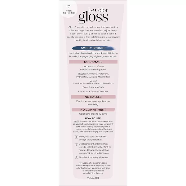 L'Oreal Paris Le Color One Step Hair Toning Gloss, Cool Blonde, 4 Ounce