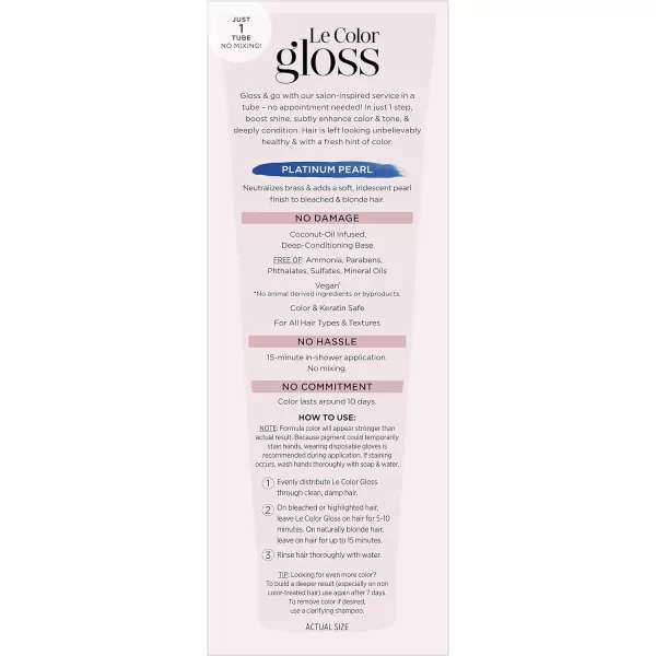 L'Oreal Paris Le Color One Step Hair Toning Gloss, Cool Blonde, 4 Ounce