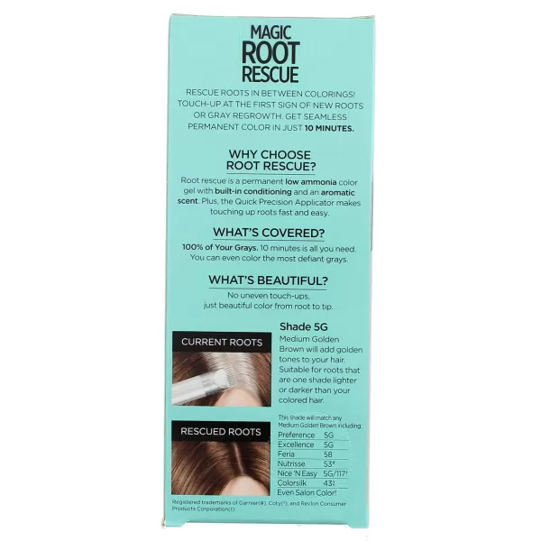 L'Oreal Paris Magic Root Rescue 10 Minute Root Hair Coloring Kit, Permanent Hair Color with Quick Precision Applicator, 100 percent Gray Coverage, 5 Medium Brown, 1 kit