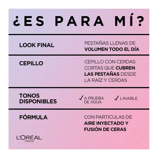 L'Oreal Paris Makeup Air Volume Mega Mascara, Lightweight &amp; Long-lasting Volumizing Mascara for Voluminous Eyelashes, Washable Blackest Black, 0.3 Fl Oz