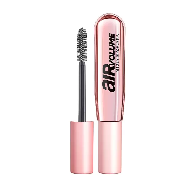 L'Oreal Paris Makeup Air Volume Mega Mascara, Lightweight &amp; Long-lasting Volumizing Mascara for Voluminous Eyelashes, Washable Blackest Black, 0.3 Fl Oz