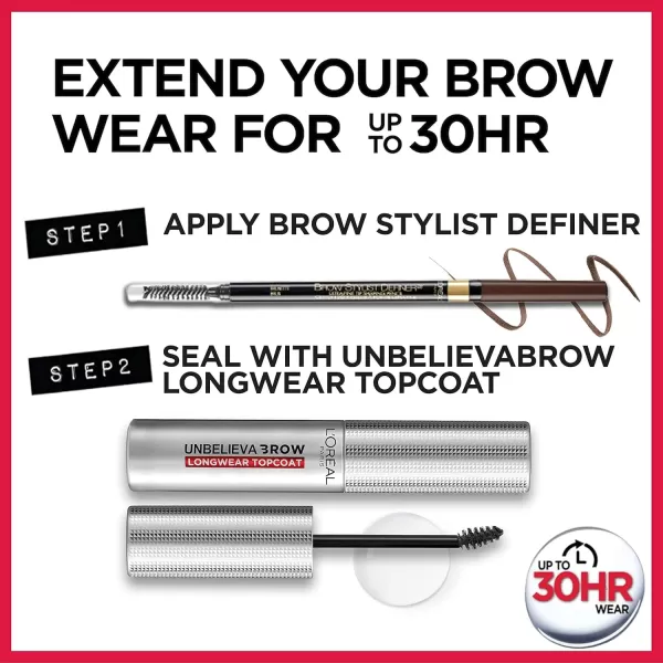 L'Oreal Paris Makeup Brow Stylist Definer Waterproof Eyebrow Pencil, Ultra-Fine Mechanical Pencil, Draws Tiny Brow Hairs and Fills in Sparse Areas and Gaps, Dark Brunette, 0.003 Ounce 