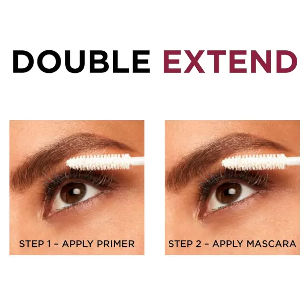 L'Oreal Paris Makeup Double Extend Beauty Tubes Lengthening 2 Step Mascara, Black, 1 Tube