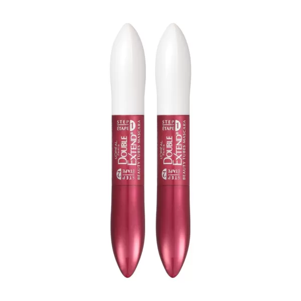 L'Oreal Paris Makeup Double Extend Beauty Tubes Lengthening 2 Step Mascara, Black, 1 Tube
