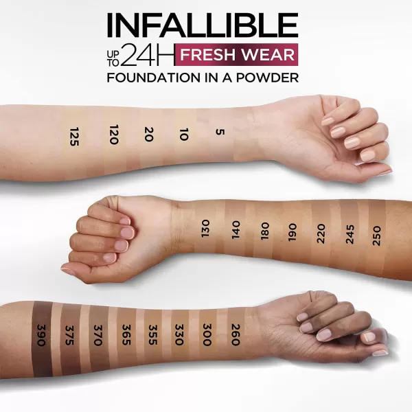 L'Oreal Paris Makeup Infallible Fresh Wear Foundation in a Powder, Up to 24H Wear, Waterproof, Vanilla, 0.31 oz.