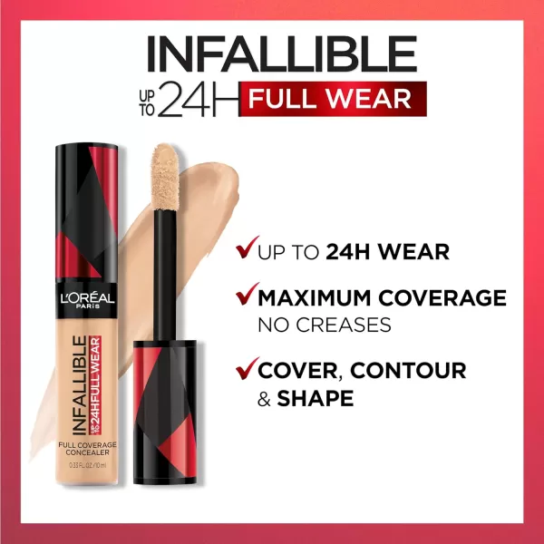 L'Oreal Paris Makeup Infallible Full Wear Waterproof Matte Concealer, Full Coverage, Pecan, 0.33 fl. oz.