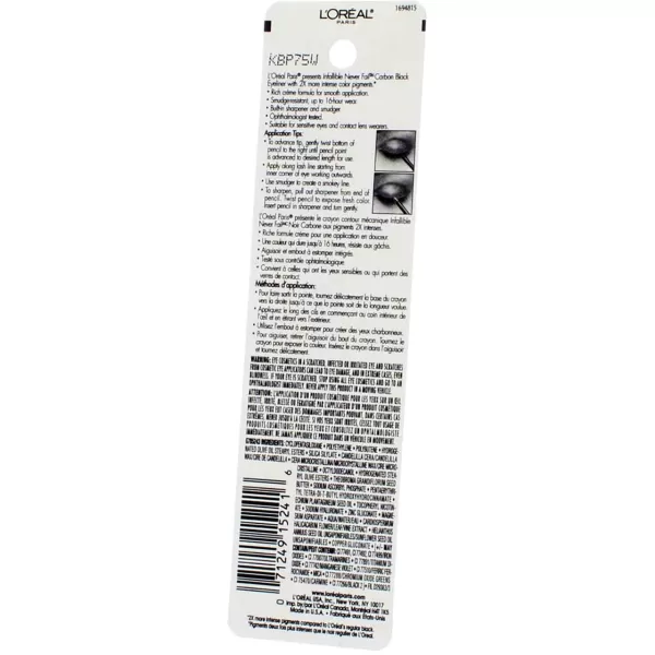 L'Oreal Paris Makeup Infallible Never Fail Original Mechanical Pencil Eyeliner with Built in Sharpener, Slate, 0.008 oz.