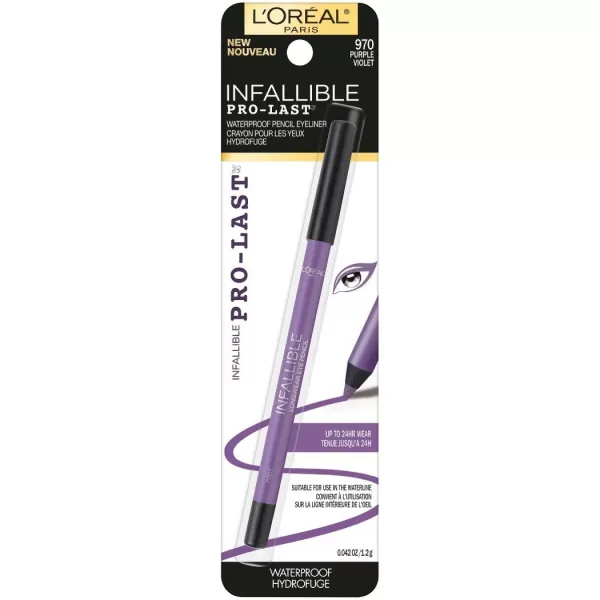 L'Oreal Paris Makeup Infallible Pro-Last Pencil Eyeliner, Waterproof and Smudge-Resistant, Glides on Easily to Create any Look, Black, 0.042 oz., 2 Count