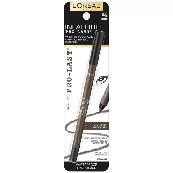 L'Oreal Paris Makeup Infallible Pro-Last Pencil Eyeliner, Waterproof and Smudge-Resistant, Glides on Easily to Create any Look, Brown, 0.042 oz.