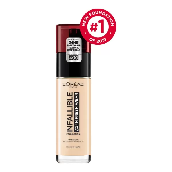 L'Oreal Paris Makeup Infallible Up to 24 Hour Fresh Wear Lightweight Foundation, Hazelnut, 1 Fl Oz.