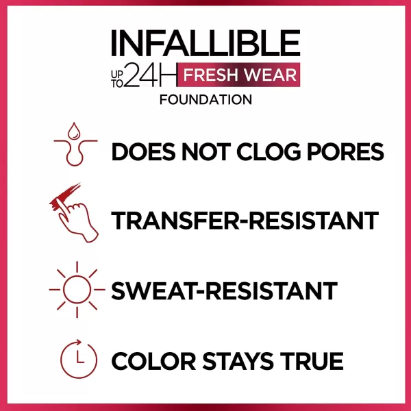 L'Oreal Paris Makeup Infallible Up to 24 Hour Fresh Wear Lightweight Foundation, Hazelnut, 1 Fl Oz.