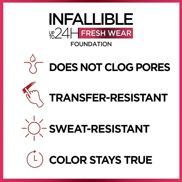 L'Oreal Paris Makeup Infallible Up to 24 Hour Fresh Wear Lightweight Foundation, Hazelnut, 1 Fl Oz.