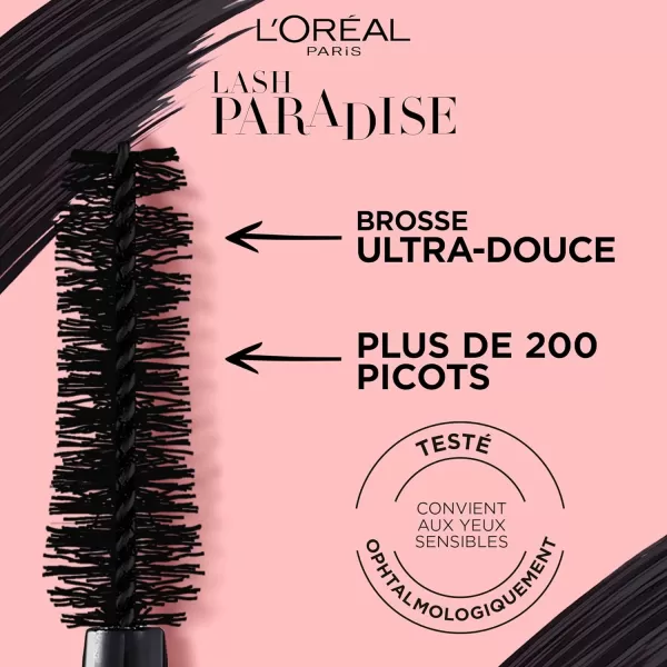L'Oreal Paris Makeup Lash Paradise Mascara, Voluptuous Volume, Intense Length, Feathery Soft Full Lashes, No Flaking, No Smudging, No Clumping, Black, 0.25 Fl Oz 