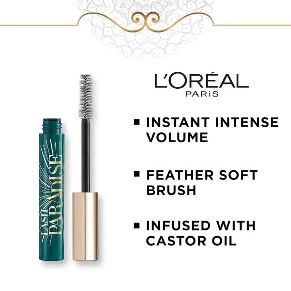 L'Oreal Paris Makeup Lash Paradise Mascara, Voluptuous Volume, Intense Length, Feathery Soft Full Lashes, No Flaking, No Smudging, No Clumping, Black, 0.25 Fl Oz 