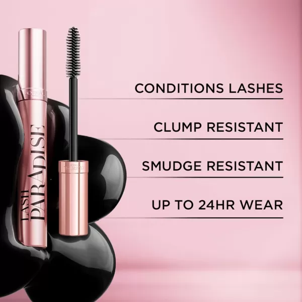 L'Oreal Paris Makeup Lash Paradise Mascara, Voluptuous Volume, Intense Length, Feathery Soft Full Lashes, No Flaking, No Smudging, No Clumping, Black, 0.25 Fl Oz 