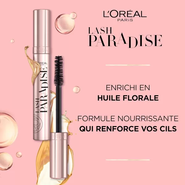 L'Oreal Paris Makeup Lash Paradise Mascara, Voluptuous Volume, Intense Length, Feathery Soft Full Lashes, No Flaking, No Smudging, No Clumping, Black, 0.25 Fl Oz 