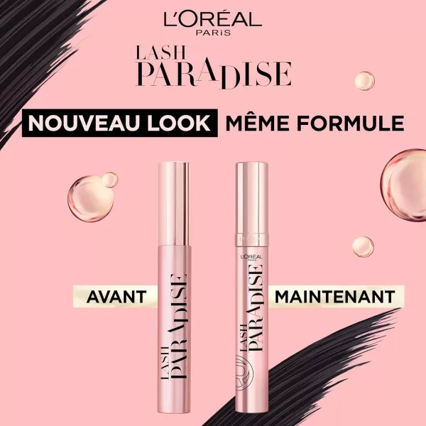 L'Oreal Paris Makeup Lash Paradise Mascara, Voluptuous Volume, Intense Length, Feathery Soft Full Lashes, No Flaking, No Smudging, No Clumping, Black, 0.25 Fl Oz 
